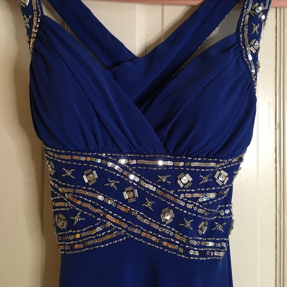 Adrianna Papell Royal Blue Sparkling Formal Dress